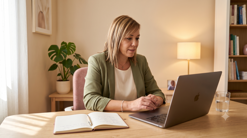 Marisa Bresó realizando una sesión de psicología online